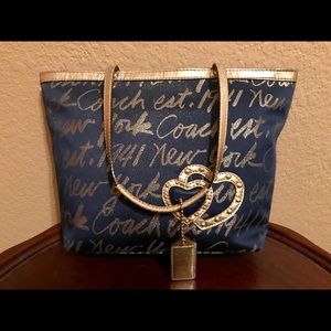 Women’s Coach purse-blue and gold